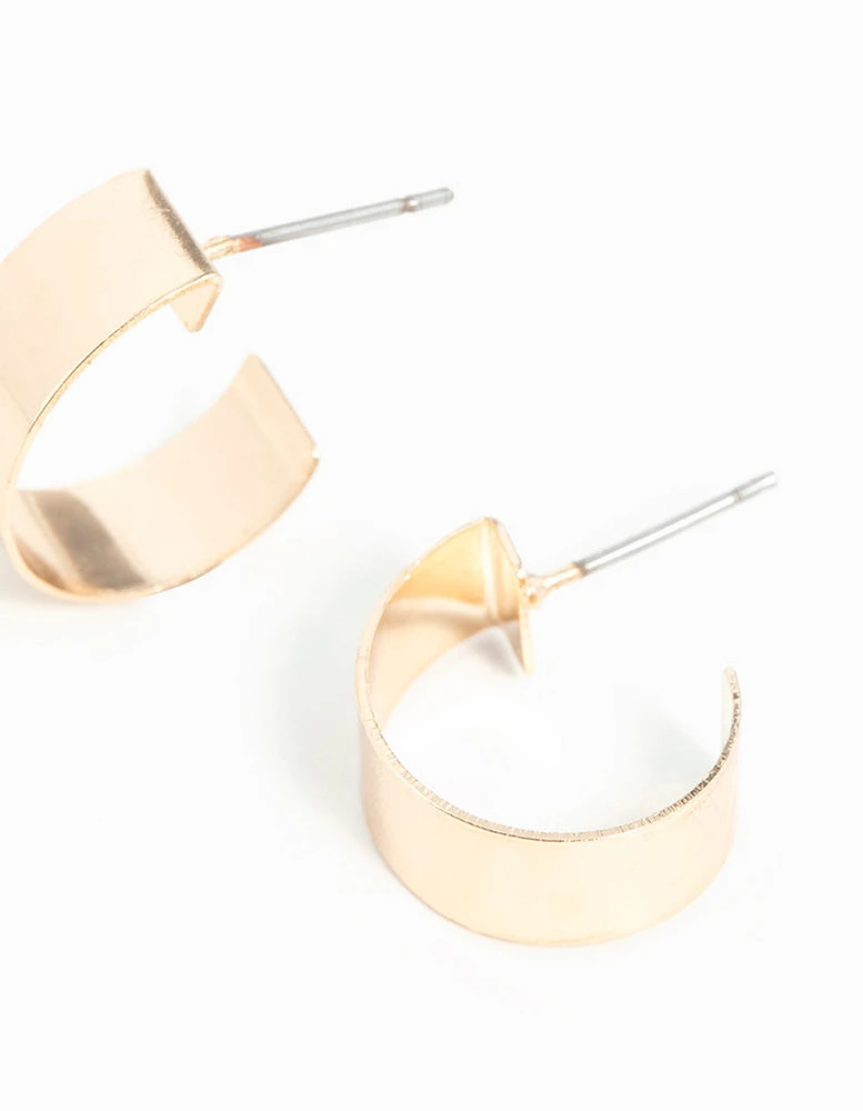 Gold Thick Micro Hoop Earrings