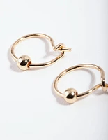 Gold Mini Ball Hoop Earrings