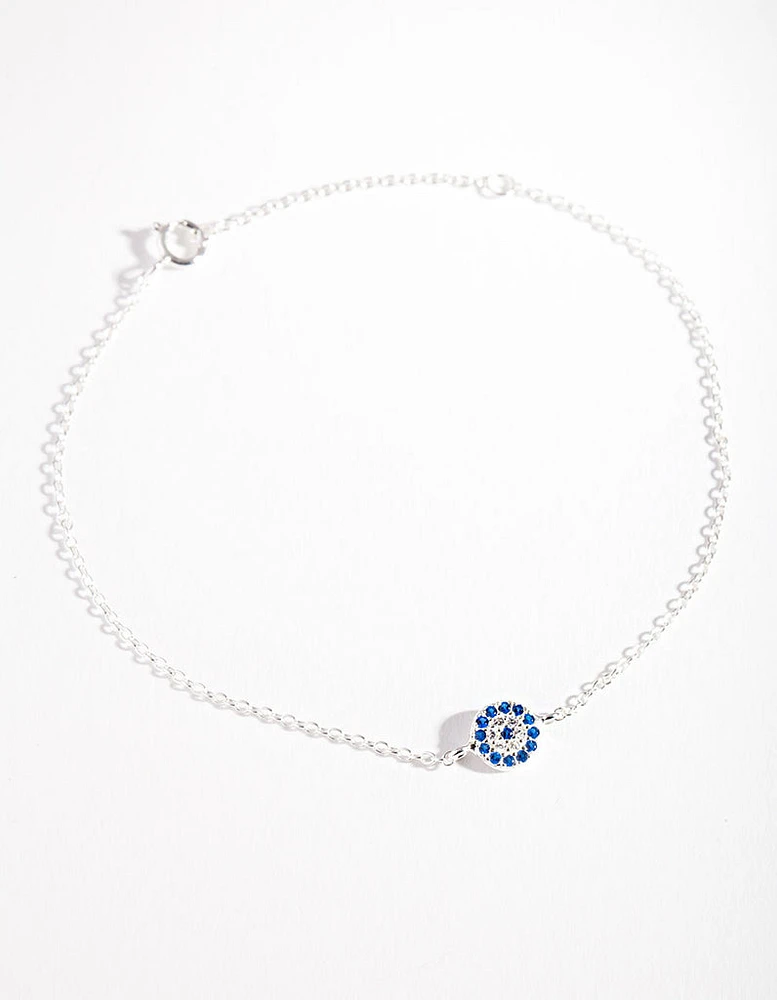 Sterling Silver Evil Eye Disc Bracelet