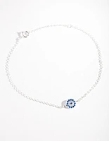 Sterling Silver Evil Eye Disc Bracelet