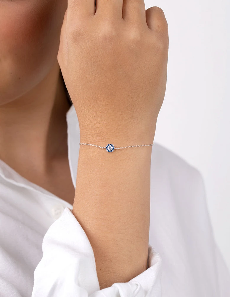 Sterling Silver Evil Eye Disc Bracelet