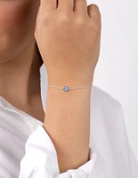 Sterling Silver Evil Eye Disc Bracelet