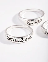 Silver Inspirational Word Ring Pack