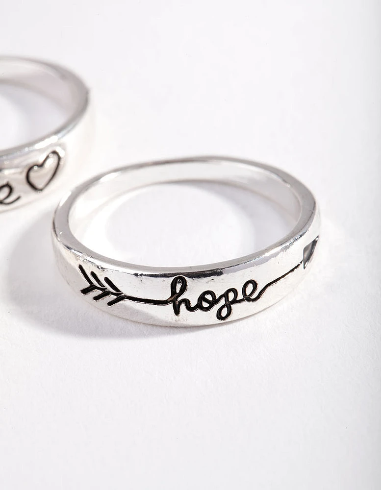 Silver Inspirational Word Ring Pack