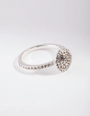 Silver Diamante Round Ring