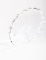 Silver Diamante Flower Tie Halo Headband