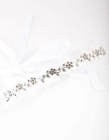 Silver Diamante Flower Tie Halo Headband