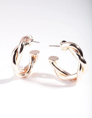 Rose Gold Medium Rope Hoop Earrings