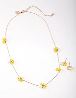 Kids Flower Cluster Necklace & Earrings Set