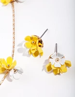 Kids Flower Cluster Necklace & Earrings Set