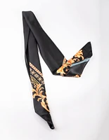 Black & Gold Print Bandana Hair Scarf