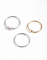 Mixed Metal Surgical Steel Simple Hoop Earring Pack