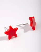 Red Festive Star Stud Earrings