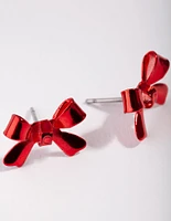 Shiny Bow Stud Earrings