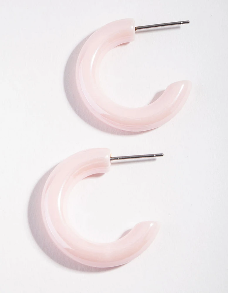 Acrylic Pink Medium Hoop Earrings