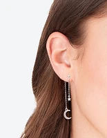 Silver Front Back Moon Earrings