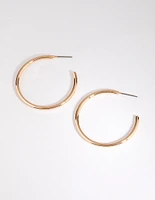 Gold Curved Large Hoop Earrings