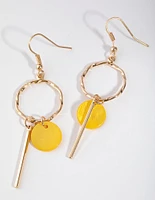 Gold Mini Disc Drop Earrings