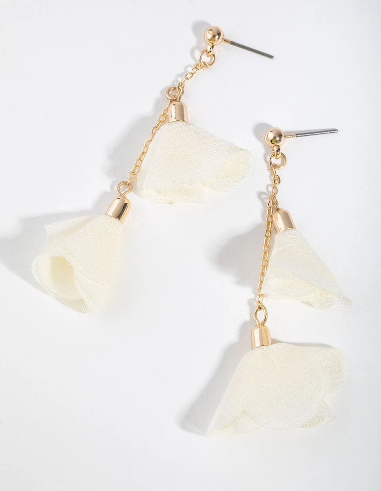 Gold Double Drop Flower Earrings