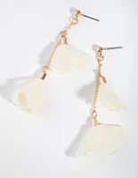 Gold Double Drop Flower Earrings