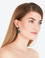 Gold Double Gem Drop Earrings