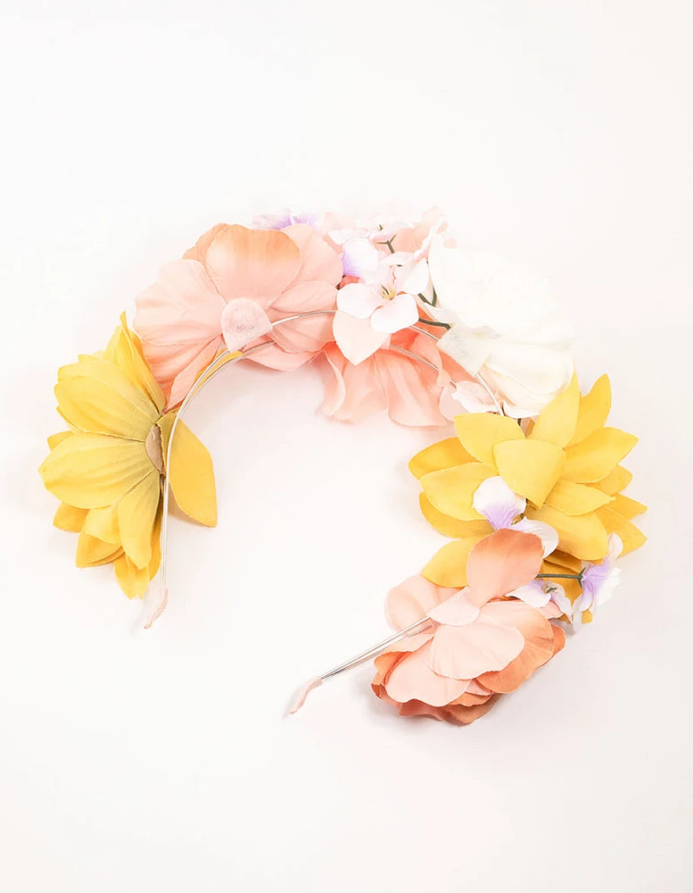 Multi Colour Large Flower Headband