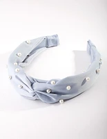 Blue Fabric Pearl Headband