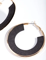 Gold Black Inner Hoop Earrings