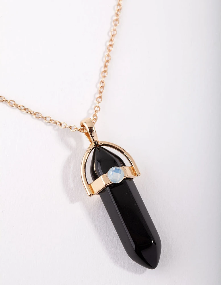 Gold Black Shard Necklace