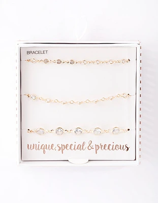 Gold Circle Diamante Bracelet Pack