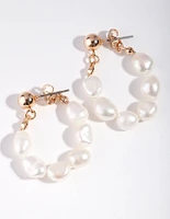 Gold Freshwater Pearl Loop Earring