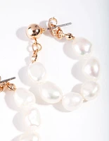 Gold Freshwater Pearl Loop Earring