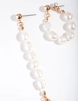 Gold Freshwater Pearl Loop Earring