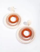 Neutral Beaded Triple Circle Drop Earrings