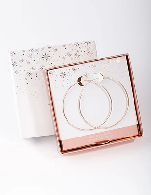 Rose Gold Plated Sterling Silver 50mm Plain Hoop Earrings