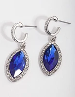 Rhodium Blue Navette Drop Earrings