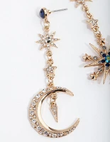 Midnight Gold Mismatch Celestial Earrings