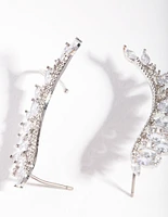 Silver Cubic Zirconia Marquise Crawler Earrings