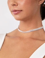 Silver Cubic Zirconia 3 Row Tennis Choker