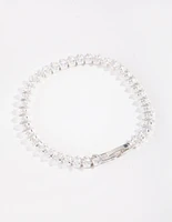 Silver Cubic Zirconia Navette Tennis Bracelet