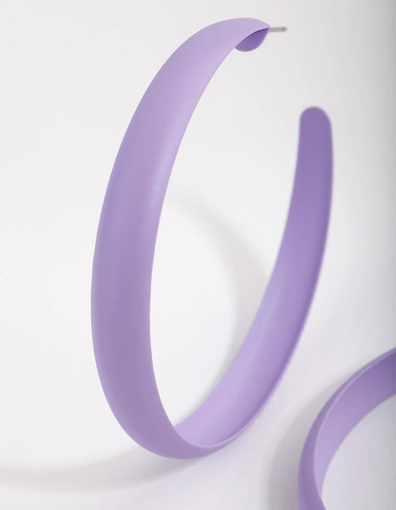 Lilac Matte 60mm Hoop Earrings