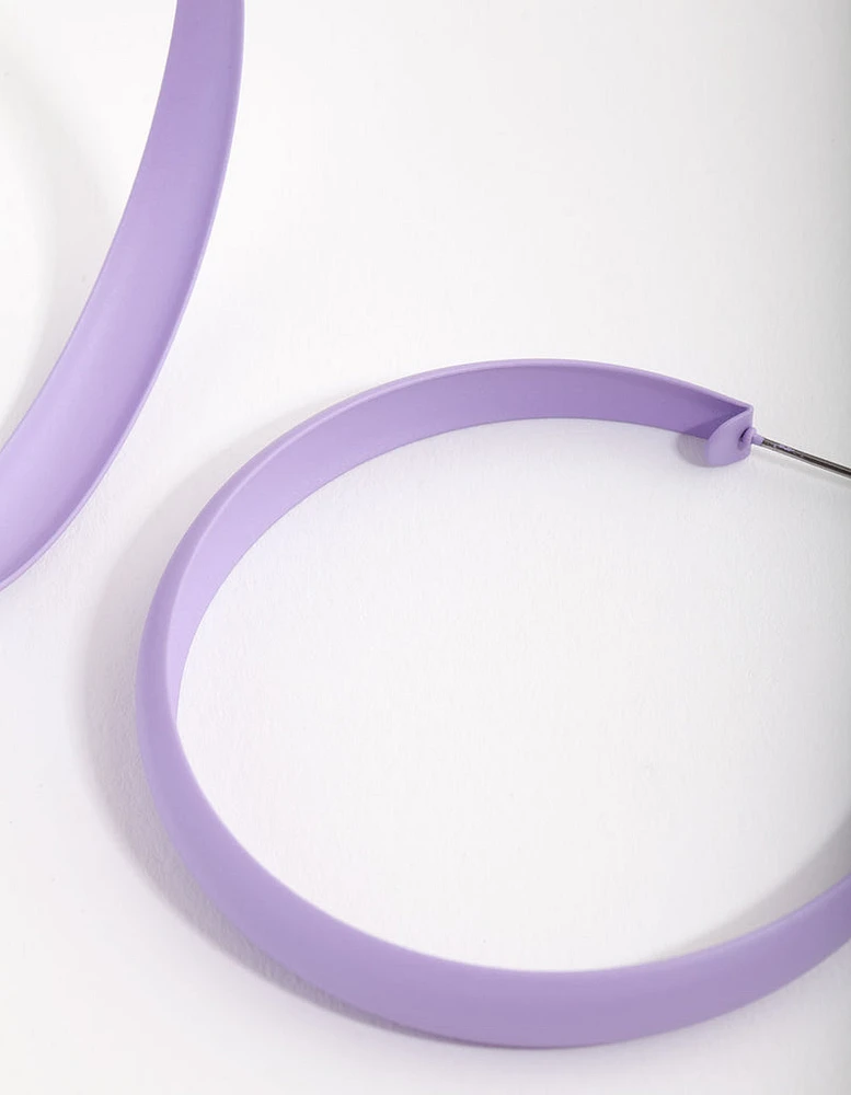 Lilac Matte 60mm Hoop Earrings