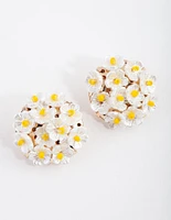 White Daisy Bouquet Stud Earrings