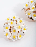 White Daisy Bouquet Stud Earrings