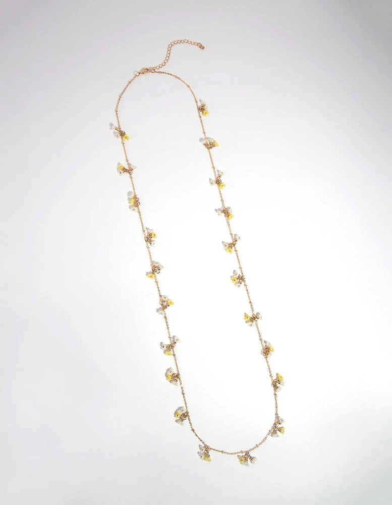 Gold Mini Flower Long Necklace