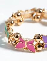 Kids Gold Enamel Butterfly Stretch Bracelet & Ring