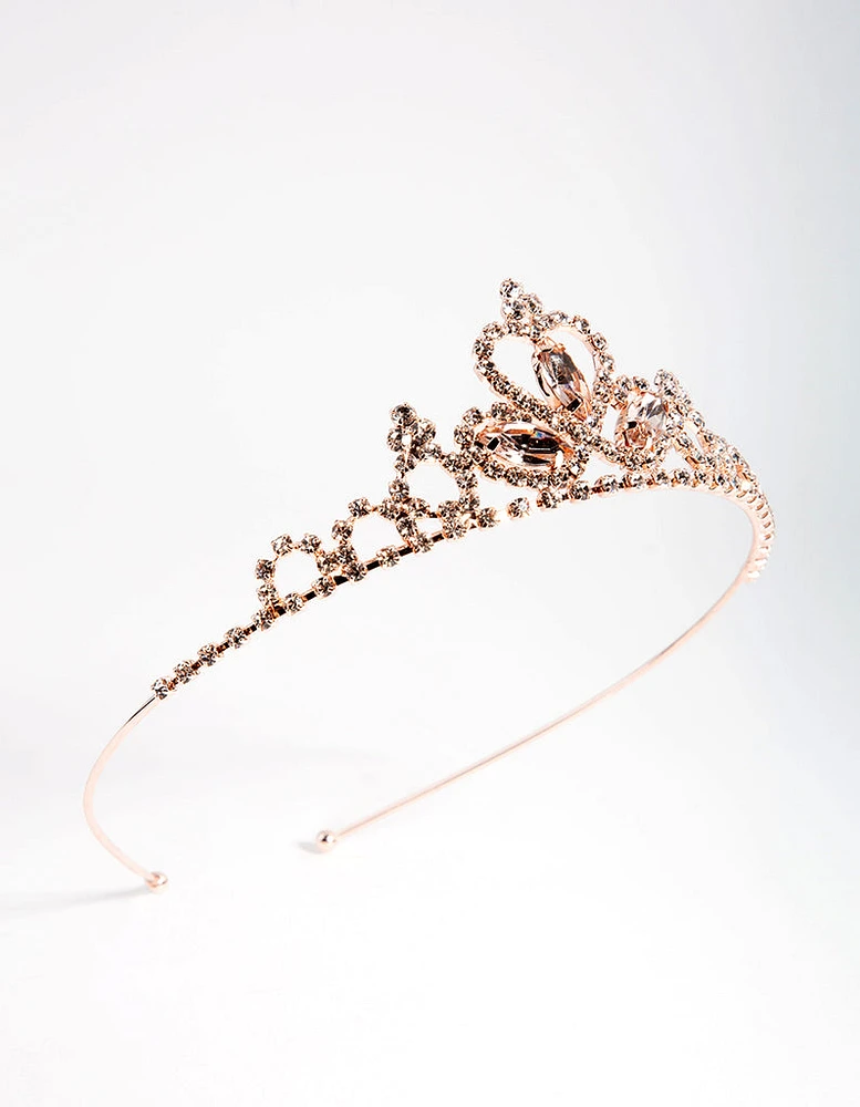 Kids Rose Gold Diamante Tiara Headband