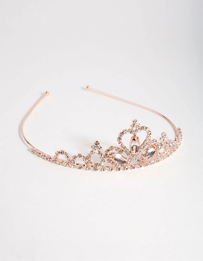 Kids Rose Gold Diamante Tiara Headband