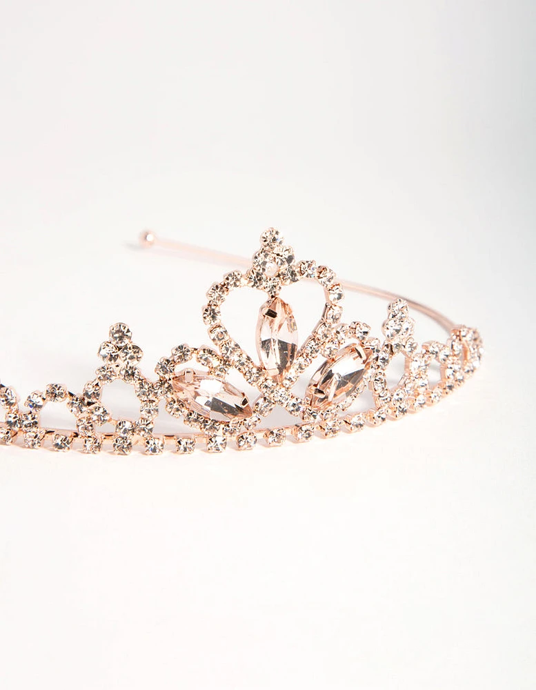 Kids Rose Gold Diamante Tiara Headband