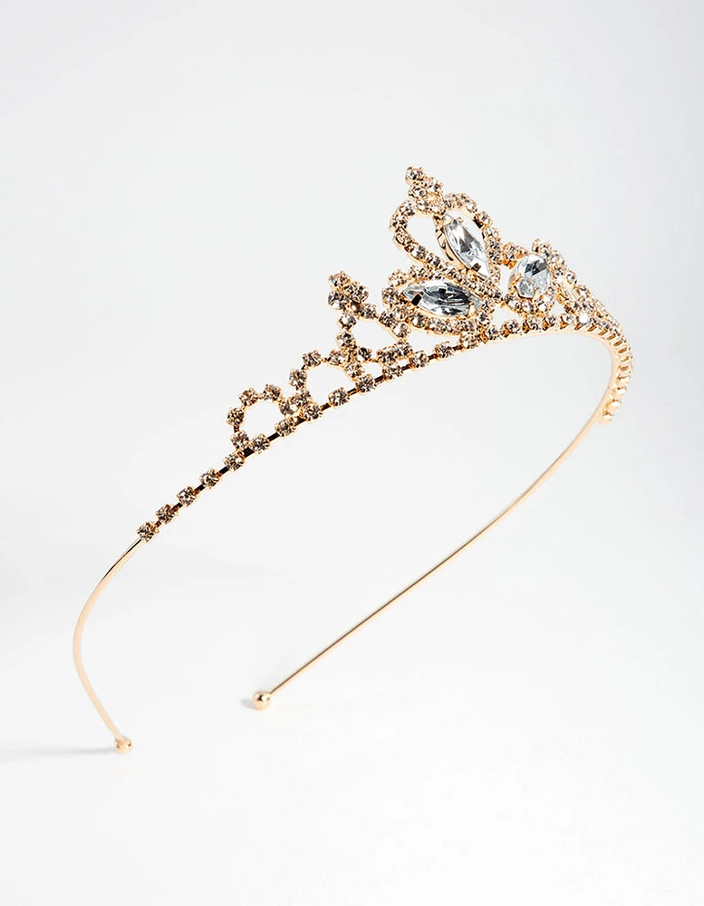 Kids Gold Diamante Tiara Headband